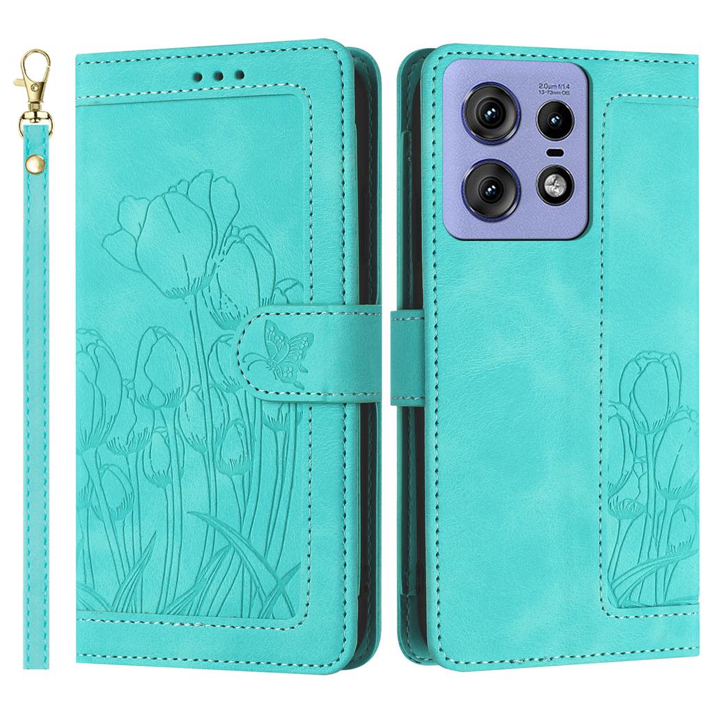 For Motorola Edge 50 Pro 5G Tulip Leather Case Phone Cover with 5 Card Slots Wallet