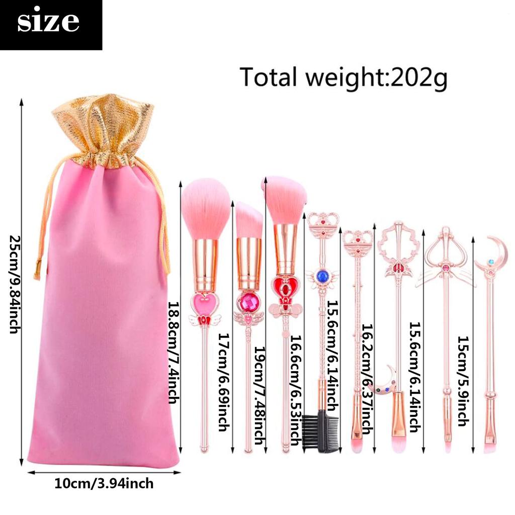 Makeup eye brush fiber makeup brush Sailor portable makeup tool set brushes, set, cute, 8-piece set, bristles, set, popular, Moon, set, brush, 8-piece