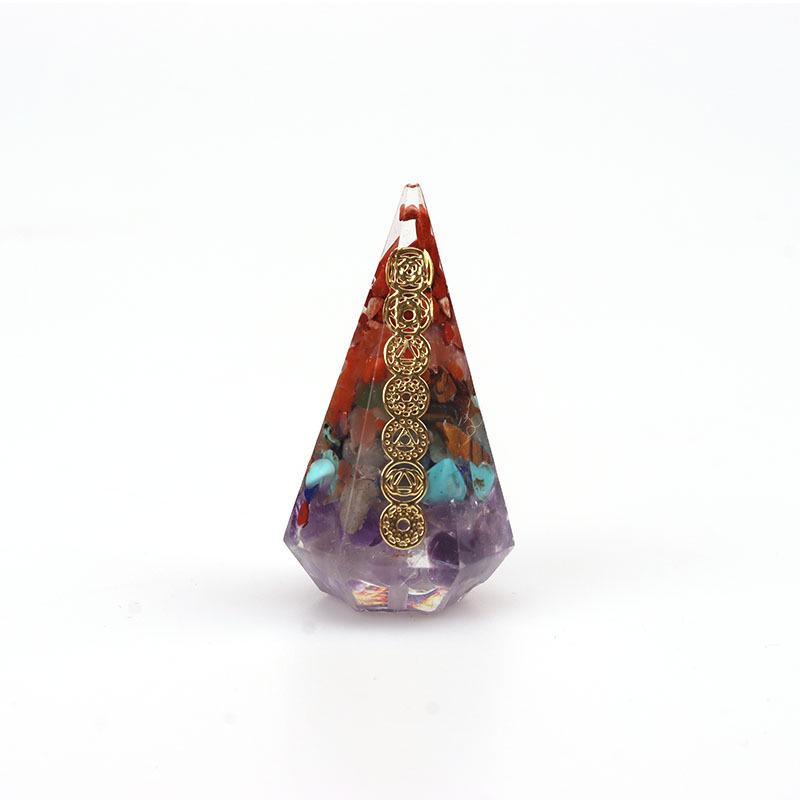 Hexagonal Seven-Color Crystal Stone Resin Pendulum Yoga Ornament