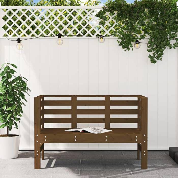 VidaXL Banc de Jardin, Siège avec Accoudoirs, Chaise avec Dossier, Meuble de Terrasse Patio Pelouse, Scandinave, Marron Miel 825138