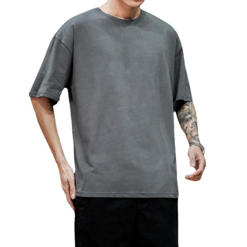 

Мужская футболка из 100% хлопка плотностью 200 г/м² с коротким рукавом, футболка большого размера, повседневные мужские футболки 5XL темно-серого