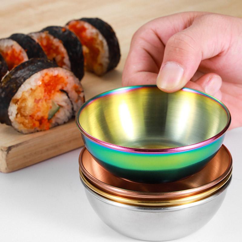 Sauce Dishes Dish Bowls Stainless Steel Dipping Seasoning Soy Plates Plate Bowl Cups Serving Appetizer Pinch Dessert Tray Metal