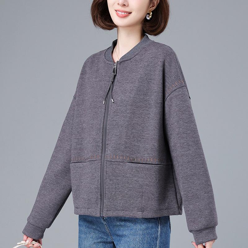 Middle-aged Women's Casual Baseball Jacket - 2025 Spring/Autumn New Style