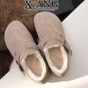 Leather All-inclusive Women's Velvet Snow Cotton Winter New Thermal Cotton Shoes One Pedal Fluffy Shoes