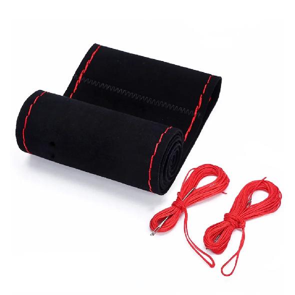 SEAMETAL Braid Steering Wheel Cover Premium Suede Anti Slip Breathable Steering Cover Anti Scratch 37-39CM Steer Wheel Protector