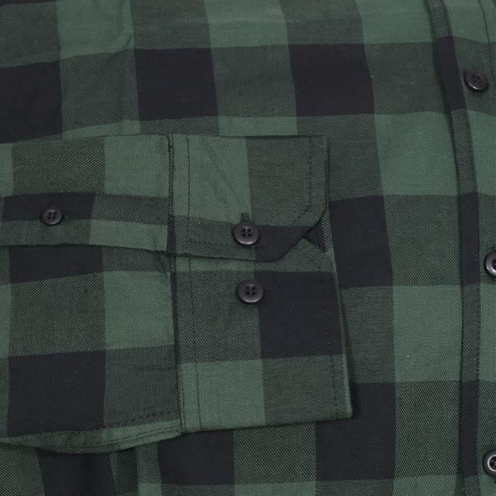 Chemise À Carreaux - Urban Classics - Vert Et Noir - Manches Longues - Col Classique - 100% Coton