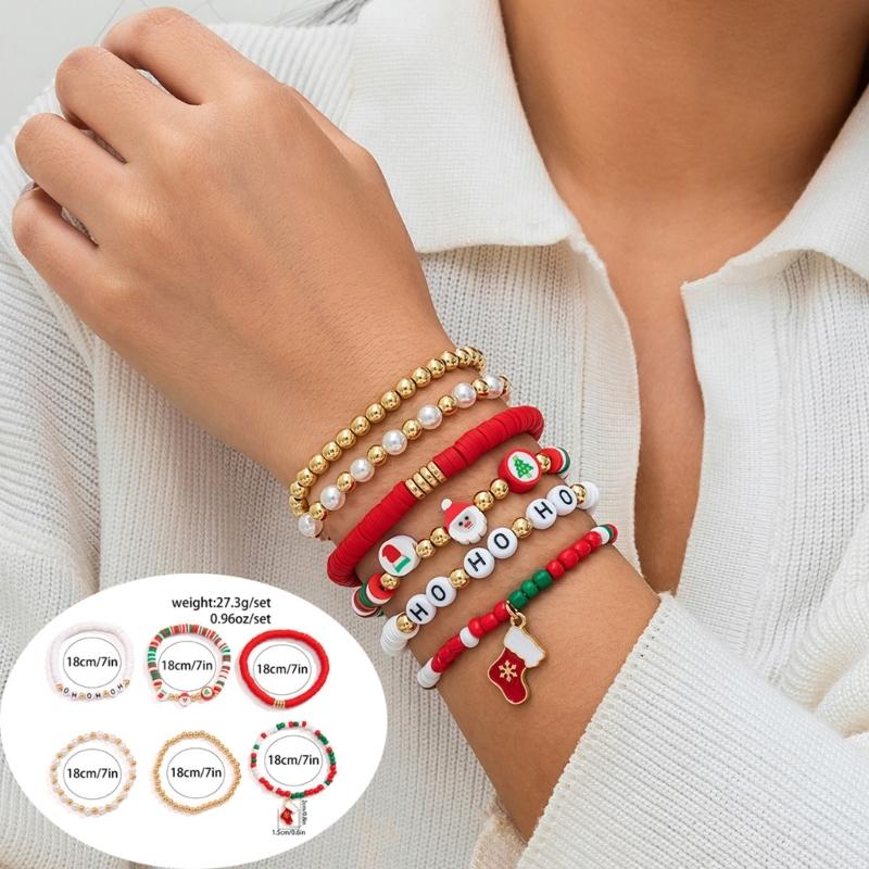 Multifuntional Elastic Bead Bracelet Soft Clay Adjustable Bracelets Set for Christmas Celebration and Everyday Wear