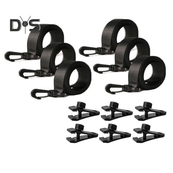 Set de curele pentru acoperiș de piscină, kit de fixare a rolei pentru acoperiș solar de piscină, 6 curele cu cârlige, cleme, elemente de fixare cu arici și buclă, fixează păturile solare pe role pentru