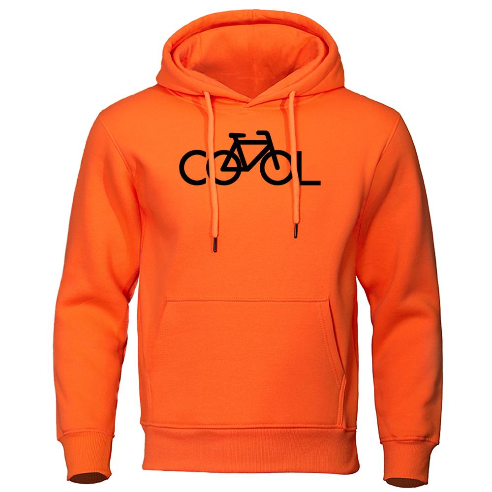 Cooler Schriftzug Fahrrad Einfaches Strichdesign Bedruckter Hoodie Herren Rundhals Lässiges Sweatshirt Herbst Locker Kapuzenfleece Warme Oberteile