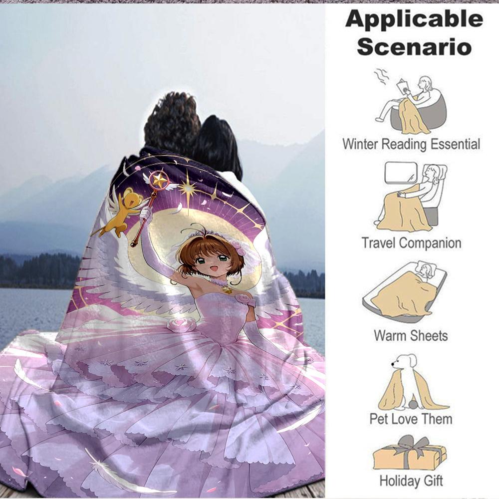 1pc Magical Sakura Flannel Blanket [Cozy Throw Blanket] For Sofa, Bed, Travel, Camping, Livingroom, Office, Couch, Chair, And Bed