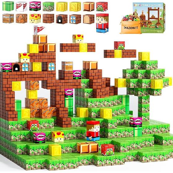 Doloowee Magnetic Building Blocks Sets - Magnetic Cubes for Kids 4-8, Toddler Kids Toys Magnet Blocks Ages 3-5, Mine World Game Themed Gifts Toys for YF-025