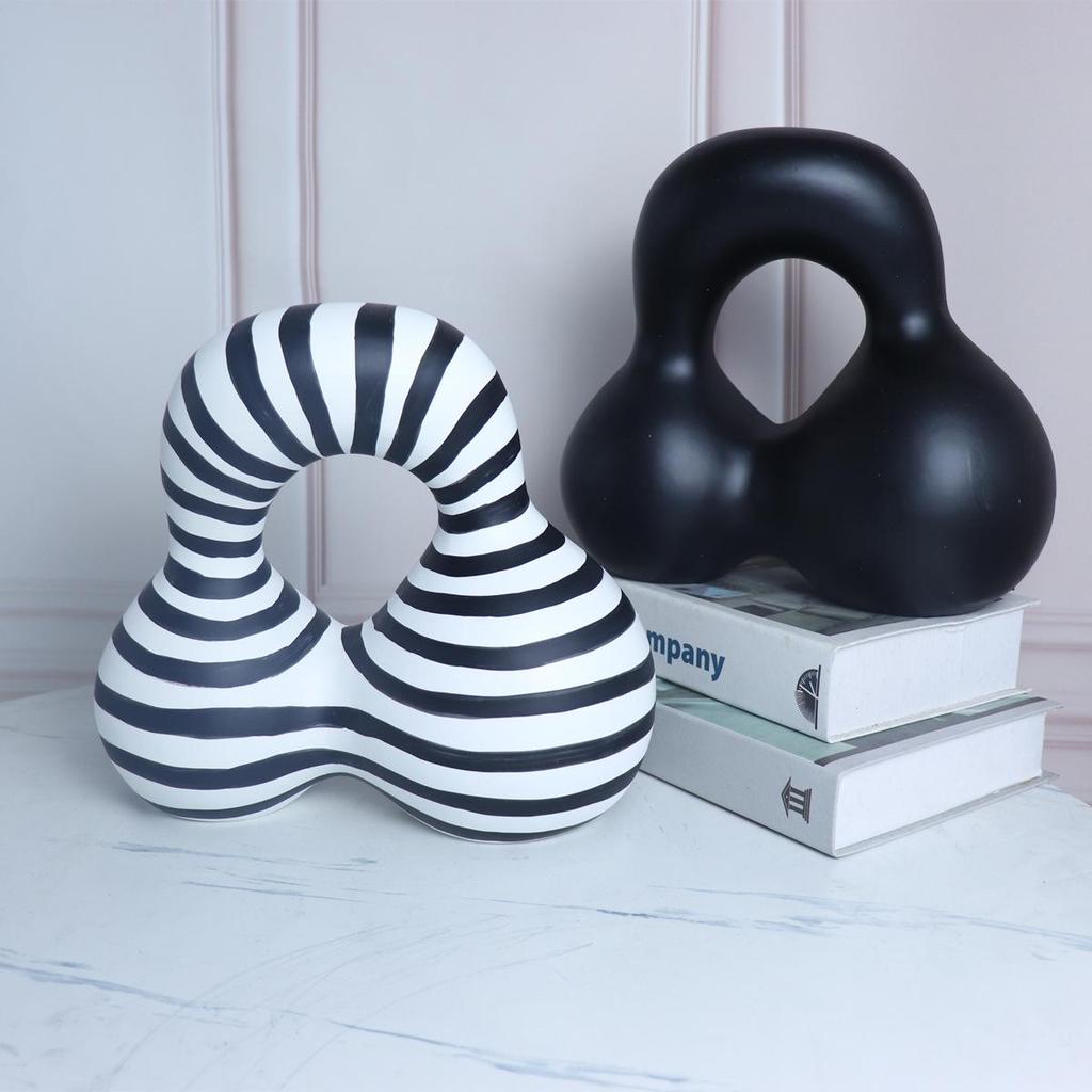 Nordic Black & White Striped Ornament for Home Decor and Office Display