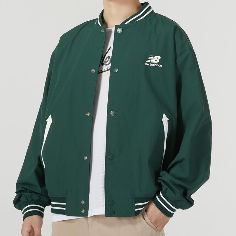 New Balance Jackets Men's Green Baseball Collar Moderate Other AMJ33362-NWG
