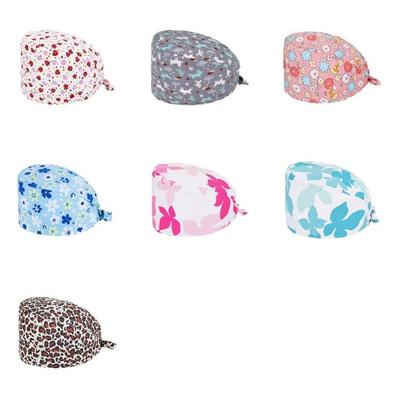Stretchable Surgical Cap Cotton Material Slip Resistant Design Patterned Scrub Hat for Clinics