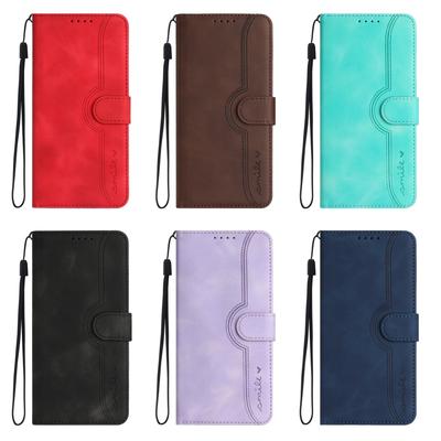 Knurling Smiling Face PU Leather Wallet Card Bag Phone Case for iPhone 6,7,8 Series,iPhone X Series,iPhone 11,12,13,14,15 Series,SE Series