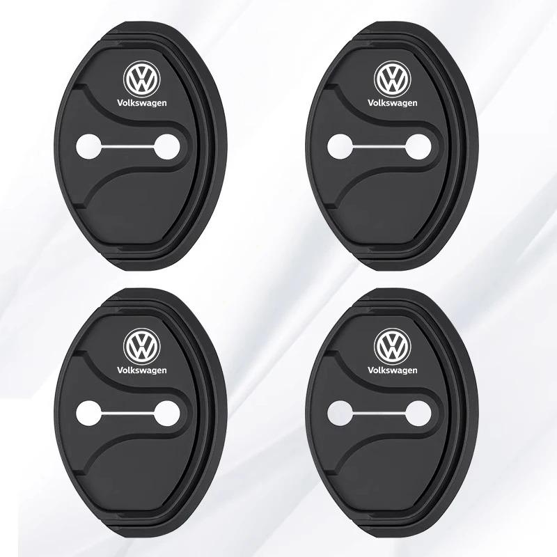 4Pcs Silicone Car Door Lock Cover Shock Absorber Accessories For VW GTI Polo Golf Passat Tiguan Arteon Touareg CC Taigo Caddy Je zq0