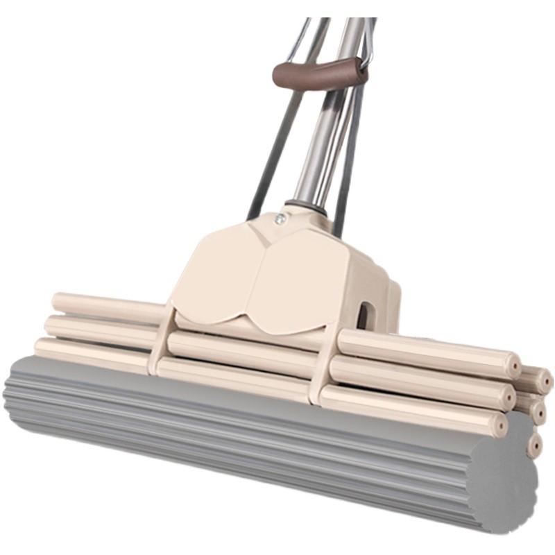 Large Absorbent Sponge Mop with Stainless Steel Handle - No-Hand-Wash Design