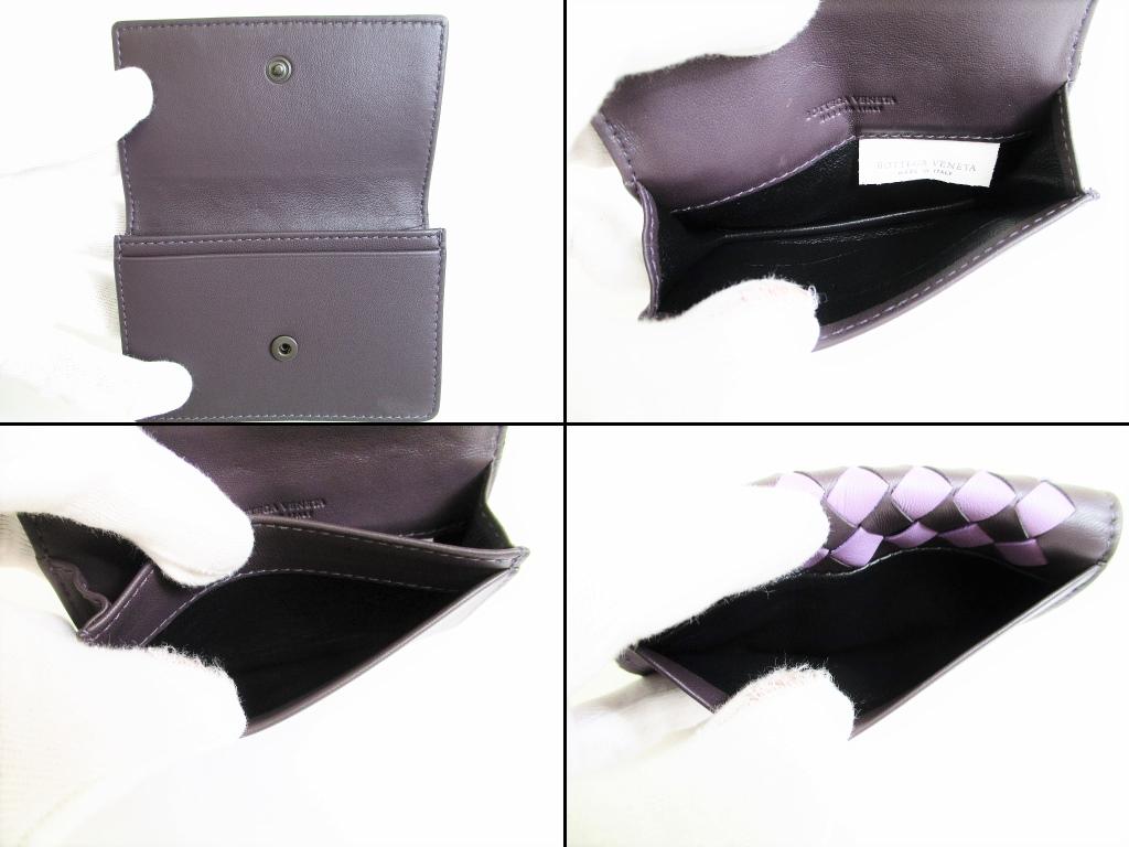 Подлинная визитница BOTTEGA VENETA Intrecciato из коричнево-фиолетовой кожи #7942, восстановленная