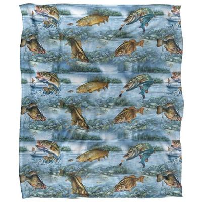 JQ Licensing 2 Silky Patterned Fishing Supersoft Blanket