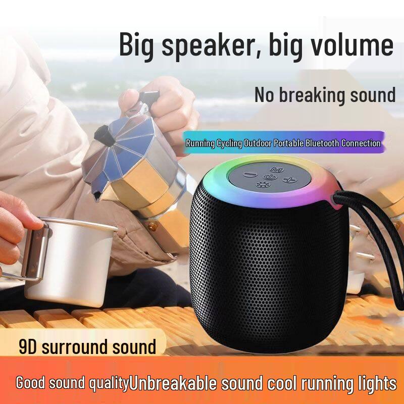 Compact Wireless Bluetooth Speaker: Portable, Mini, High-Quality Sound, Card Slot, Ambient Light, Ideal for Home and Outdoors