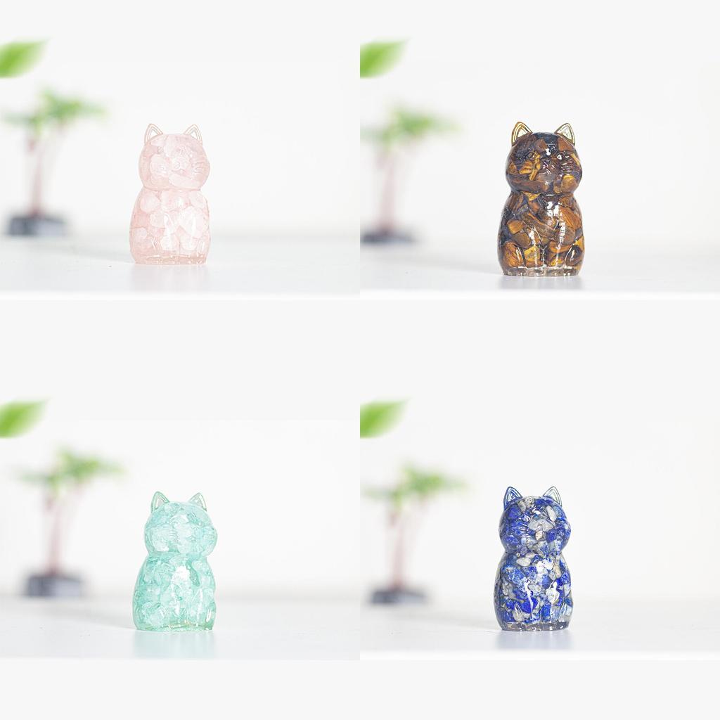 Resin Crystal Cat Figurine With Handmade Resin Art For Home Decor And Gift Giving