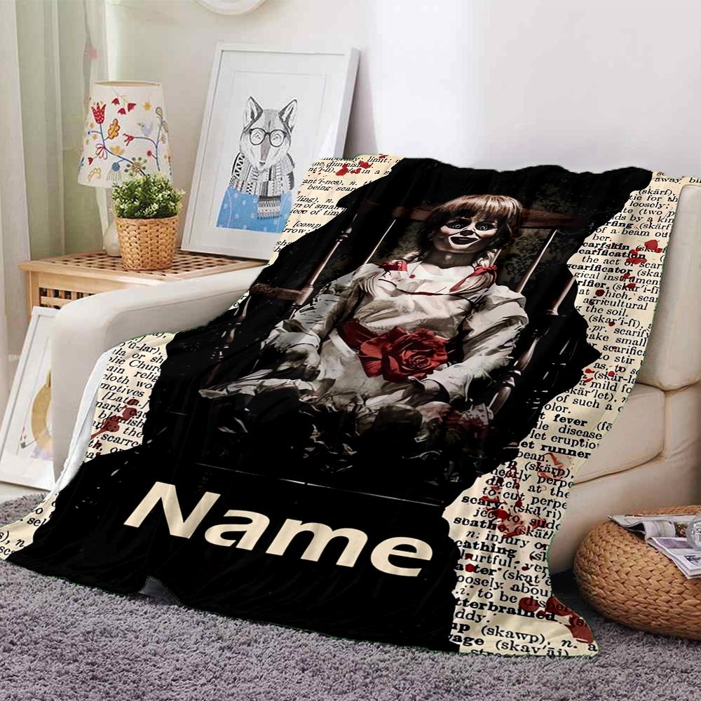 Custom Name Halloween horror Theme Printed Blanket - Perfect for Couch, Bed, Travel & Outdoor Use | Machine Washable, Cozy & Durable.