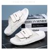 Herren Genuine Leather Slide Sandalen Outdoor Slip-On Flache Schuhe Mit Rutschfester Sohle