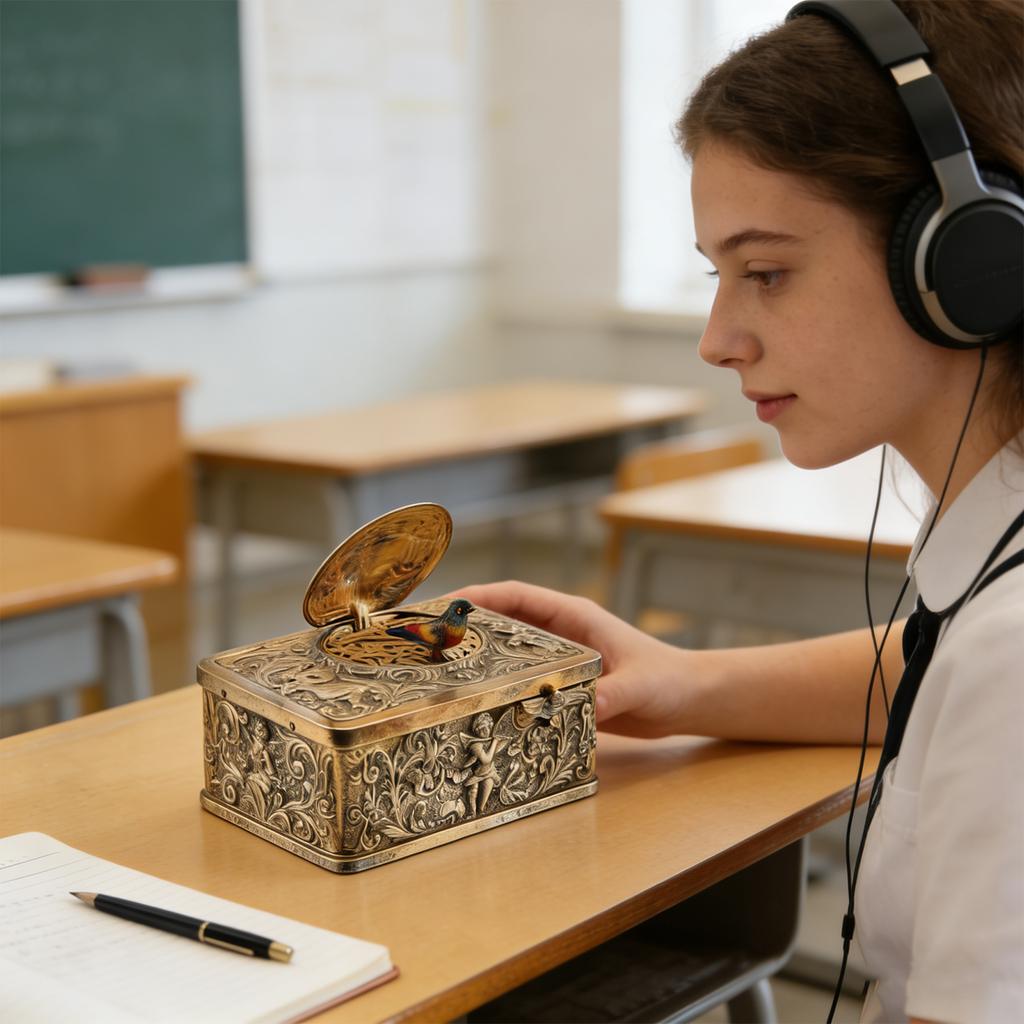 Gåvask i legering med automatisk uthoppande fågelform