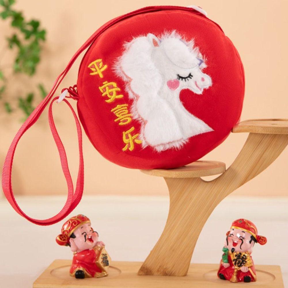 Chinese Style Zodiac Horse Plush Crossbody Bag Lucky Horse Headphone Bag  Childrens Gift