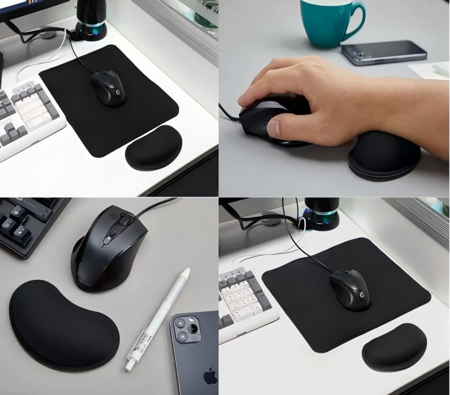 EDlike Gaming Mouse Cloth Standard Size 30 X 25 3 Mm Mouse Wrist 14 X 8 X Fatigue Memory Foam Ergonomic Design Pad, Surface, Cm, Thickness, Washable,