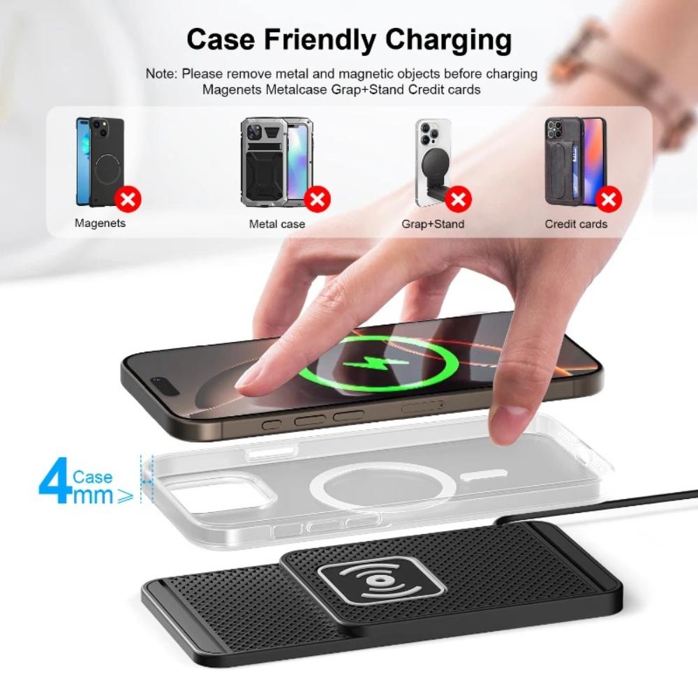 New 1M Long Wireless 2 In 1 Quick Charging Mat Home Car Mobile Adapter Stand Holder USB / TYPE-C Universal Car Wireless Charger