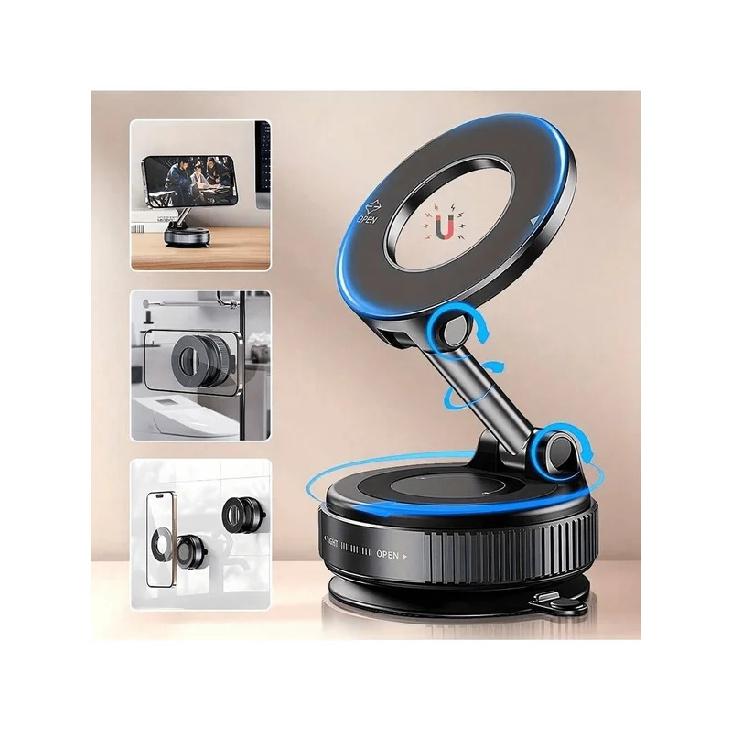 1pc 360 degree rotating magnetic vacuum suction cup is a portable mobile stand for cars.The suction cup surface is smooth