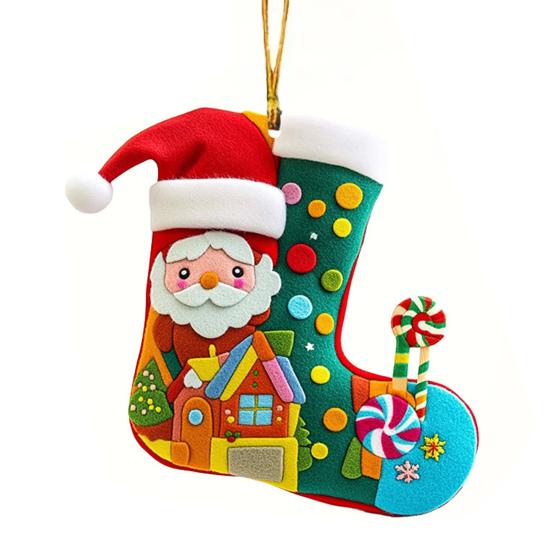 Christmas Socks Santa Claus Red Hanging Ornament Acrylic Decorative Keychain Pendant Xmas Stockings Wall Decoration