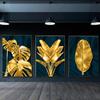 Nordic Golden Plant Leaves Wall Art Canvas Painting Poster Prints Pictures for Modern Living Room Decor