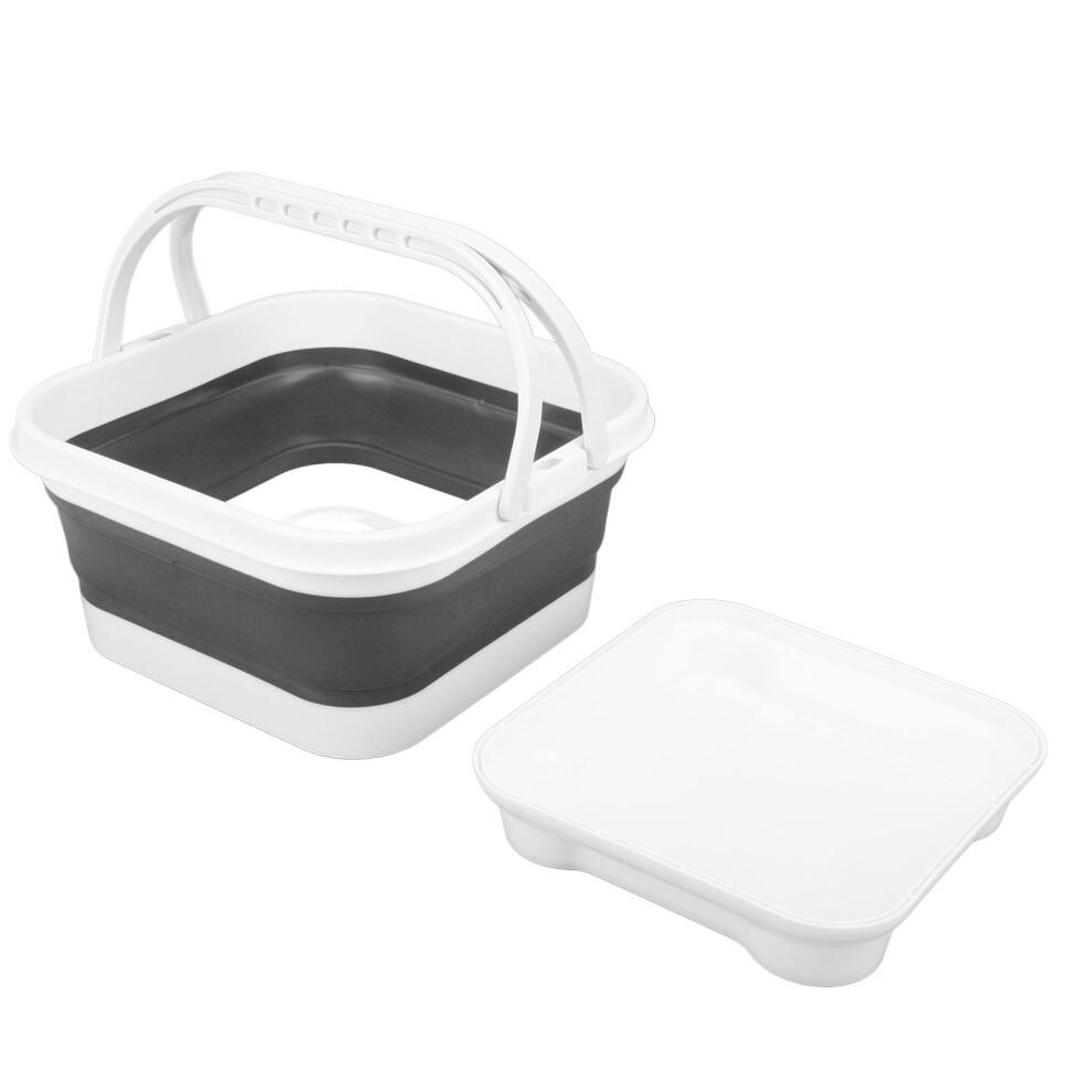 Foldable Bath Toy Organizer 30x28x18cm White+Black with Quick Drain