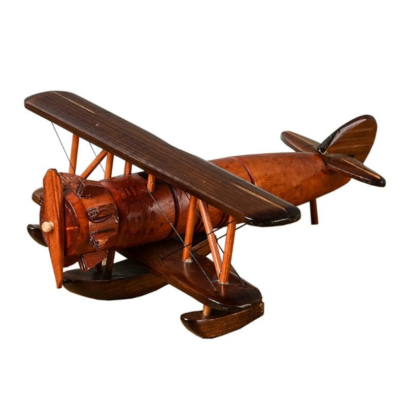 Handmade Wooded Air Plane Model Ornament Living Room Desktop Creative Decoration
