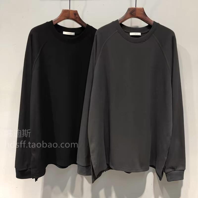 Pure Cotton Long-sleeved T-shirt Women's New Early Autumn Loose Solid Color Slit Bottoming Shirt Top