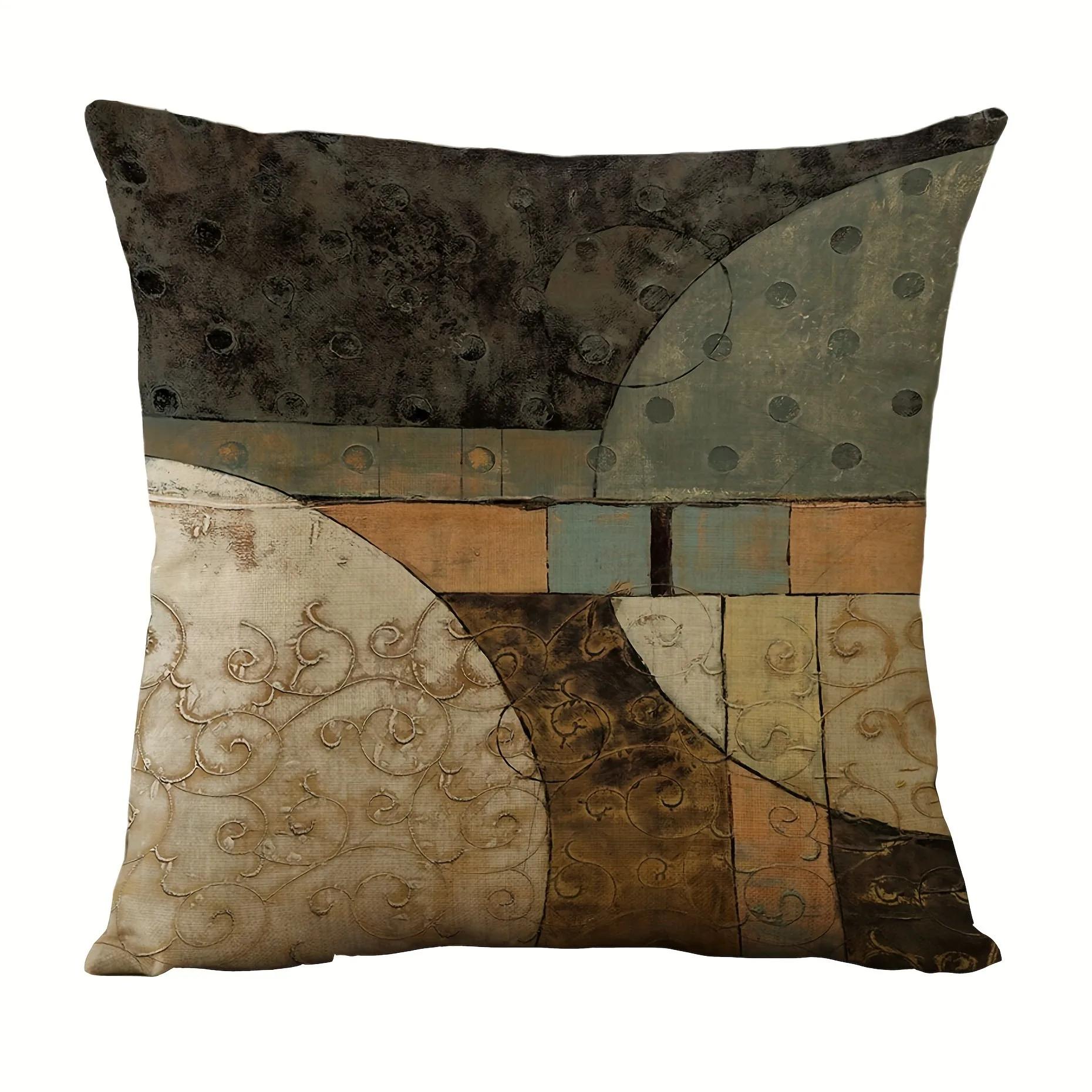 

Геометрическая наволочка в стиле ретро, супермягкий полиэстер, для гостиной, дивана, спинки, автомобиля, домашнее украшение 16x16in 40x40cm