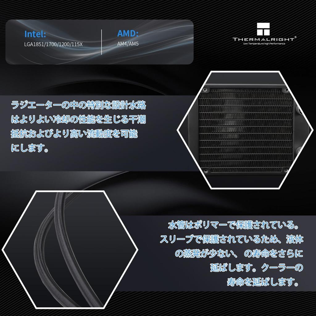 THERMALRIGHT AQUA ELITE 120 V3 AIO CPU Cooler, 120 Liquid Cooling Rows, ARGB PWM Cooler Fan, for Intel LGA115X/1851/1200/1700, AMD AM4/AM5, PC Cooler