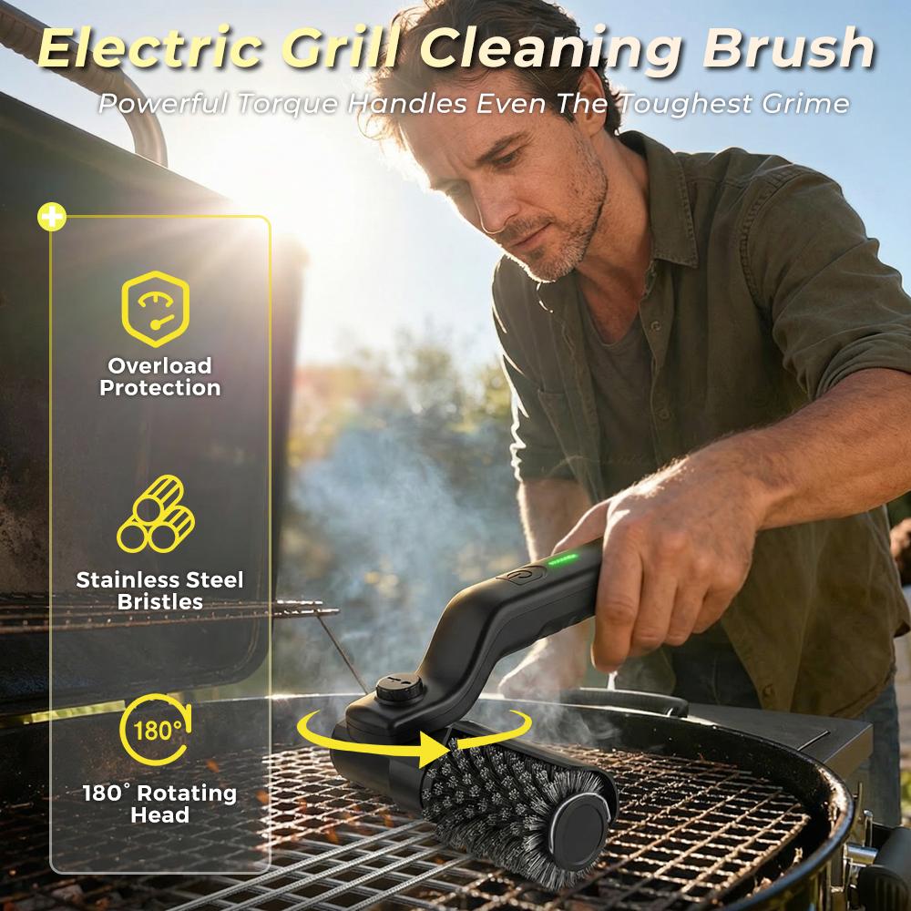 BBQ Grill Brush 3-Speed Settings Electric Grill Brush,180° Adjustable Head, Stainless Steel  Grill Cleaning Brush for Outdoor