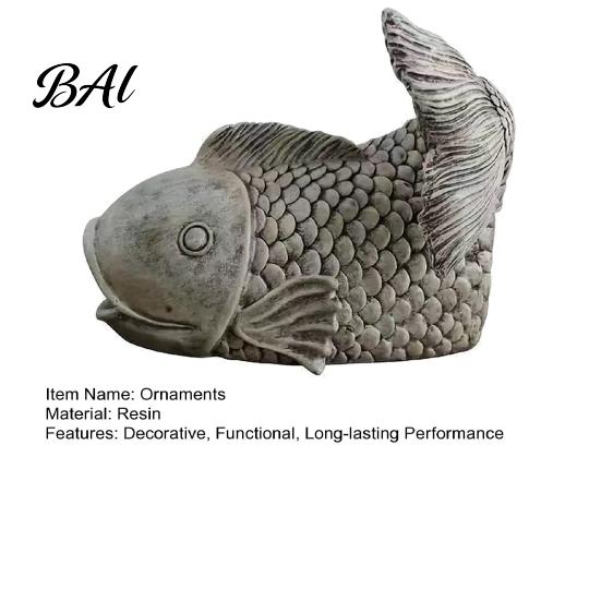 Outdoor Functional Art Fish Shape Rainwater Diverter, Decorative Gutter Downspout Statue, Decor Sculpture for Garden Patio Yard Ornament Landscape