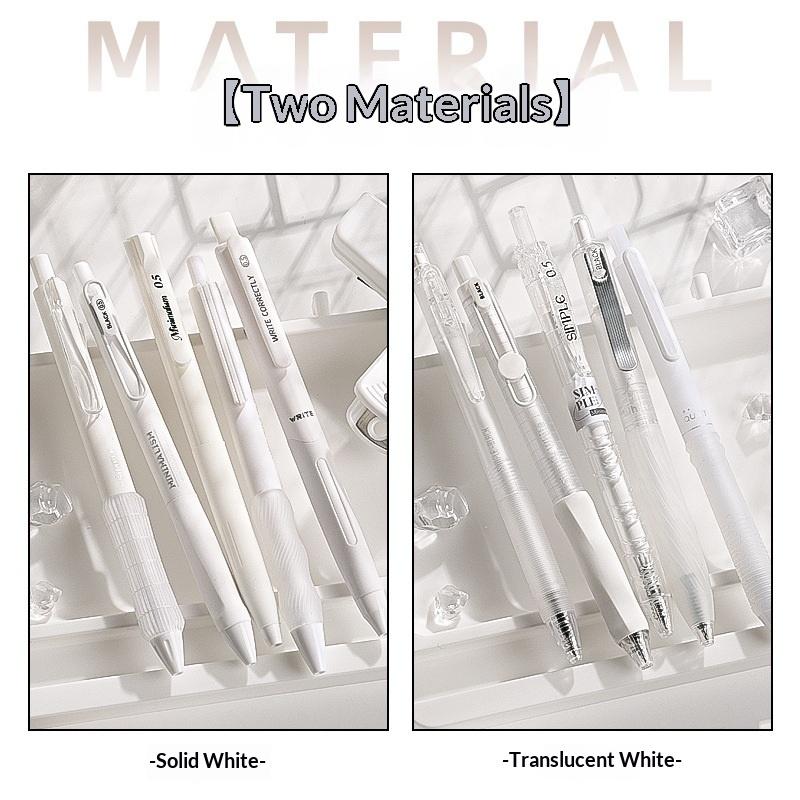 5Pcs Retractable Gel Pen Korean Fashion Simplicity Transparent Writing Pen Quick Drying St/Cs Tip 0.5Mm Black Ink Scrapbook Pen