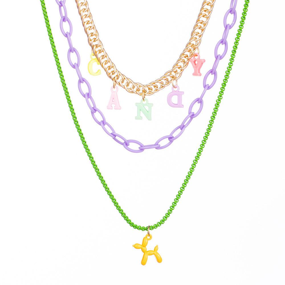 Geometric Trendy Flower Soft Clay Dog Pendant Necklace Elegant Layered Jewelry Women For