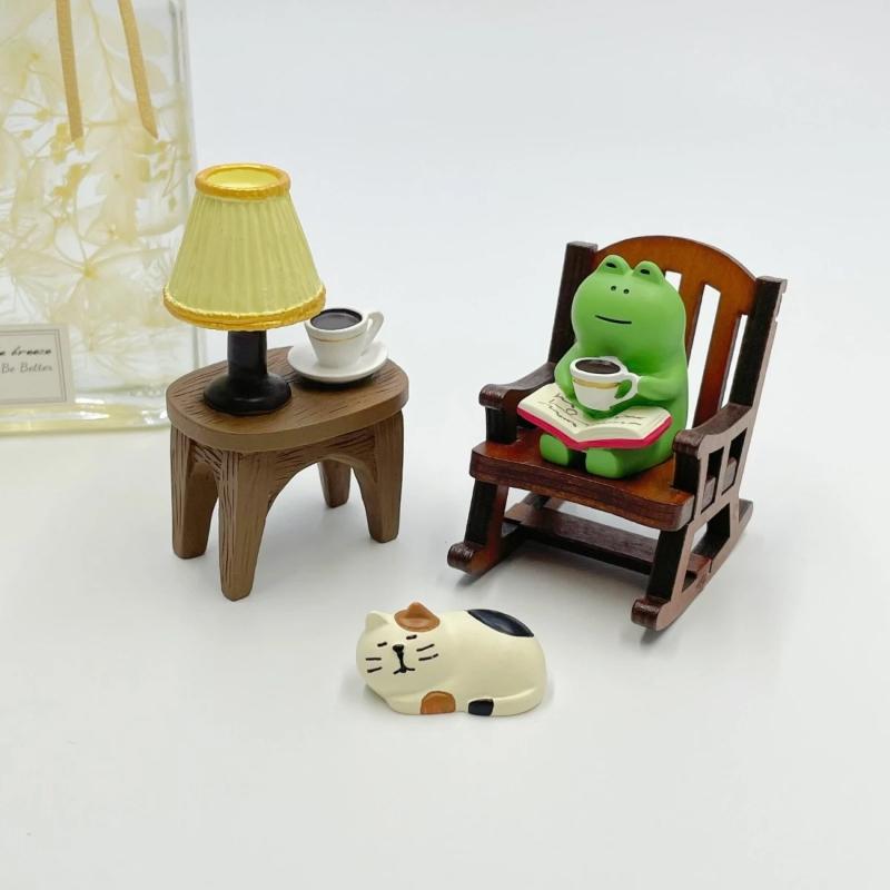 Cute Frog with Rocker Chair Healing Mini Home Office Decoration Desktop Decor Japanese Style Charming Gifts for Friends Wholesal