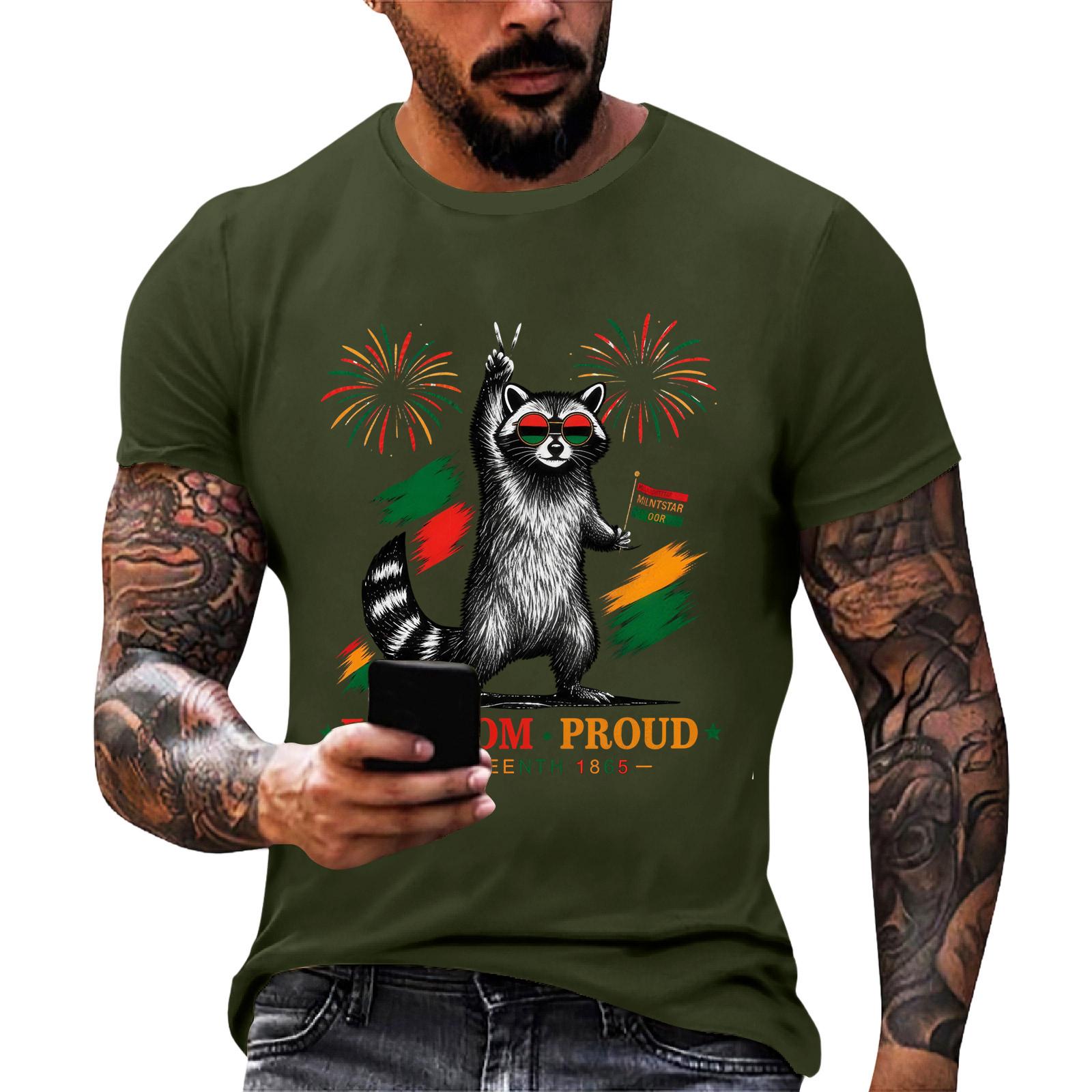 Мужская футболка Juneteenth Freedom Proud с графическим принтом Празднование Черной истории V-образный вырез Повседневная одежда L армия зеленый