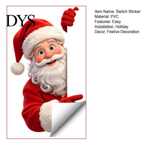 Nighttime Guidance Holiday Ornaments Glow in The Dark Santa Claus Switch Sticker, Decorative PVC Luminous Wall Decal for Christmas Removable Seasonal