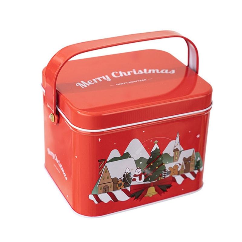 2pcs Christmas Decoration Candy Boxes with Convenient Carry Handle Sweets Storage Solution Handheld Candies Holder