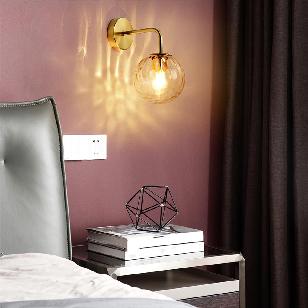 Wall Light Golden Glass Ball Lamp Clear Metal Base Fixtures Home Decoration Bedroom Kitchen Corridor Dining Room Accessories