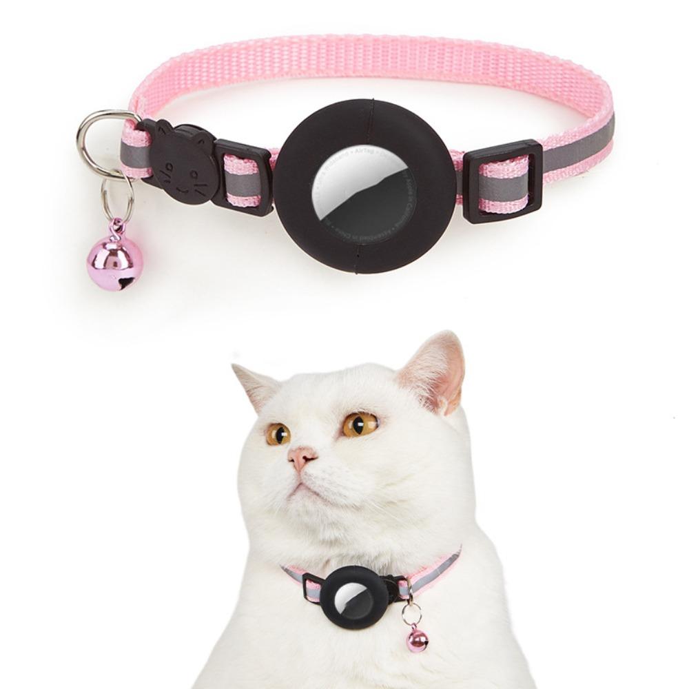 Detachable Bell Cat Collar with Reflective Strip Pet Tracker Accessories Pet Collar for AirTag