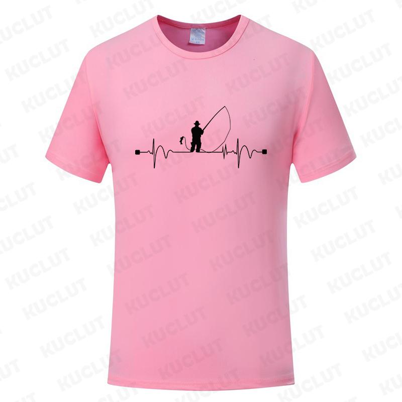 Fishing ECG Mens Tshirt Funny Design Graphic Y2k Tops Summer Male Clothing O Neck Short Sleeve Tees Gifts for Fishing Lovers